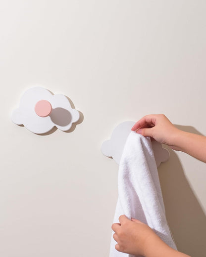 Cloud-Shaped Wall Hook Set, Cute Wooden Decorative Hooks for Hanging Bags, Towels, and Hats - Pack of 4