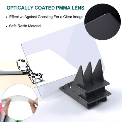 Optical Drawing Board Portable Image Drawing Board Tracing Drawing Projector Painting Board Sketching Tool with PMMA Lens for Beginners, Artists, etc - Small