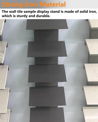 Heavy-Duty Wall Mount Tile Display Rack for Marble & Stone Samples, 7-Shelf Wooden Holder, Glass Sample Storage Stand for Retail, 30x20x170cm (11.8x7.9x66.9in)