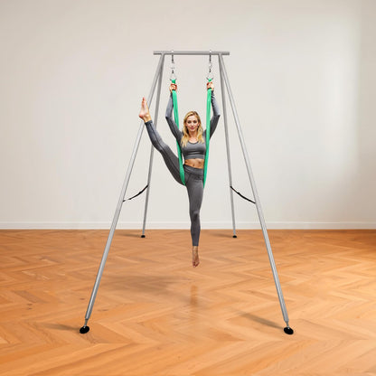 VEVOR Yoga Stand Frame, 9.6 ft Length Swing Stand, Max 551.2 lbs Load Triangular Structure Aerial Rig, Aerial Silk Stands for Yoga Enthusiasts, Non-Slip Base, Lightweight, Detachable Design
