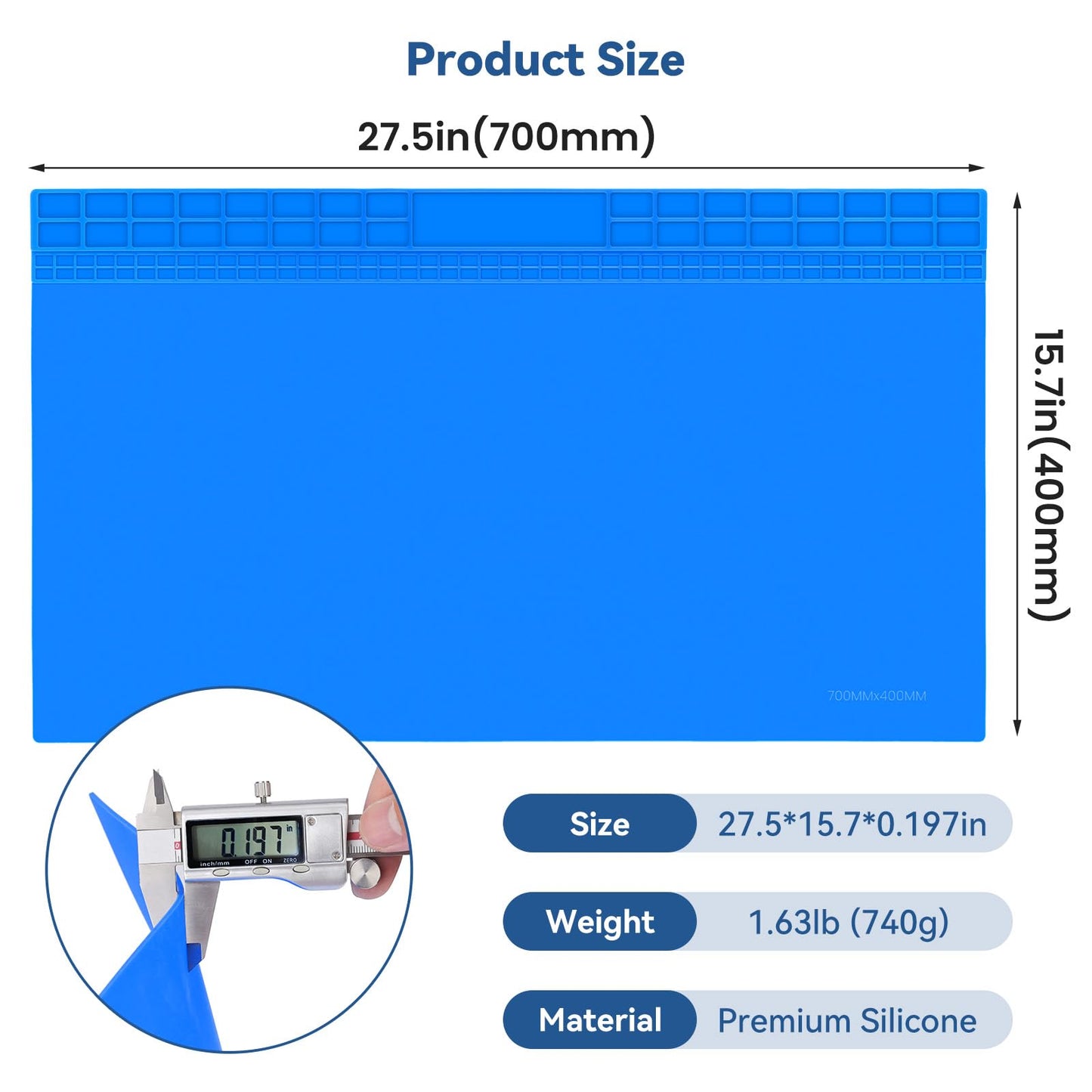 Extra Large Soldering Mat, 932°F Heat Resistant Silicone Solder Mat, Large Repair Workbench Pad for Electronics Phone Watch Laptop Repair, BGA Soldering Iron, 27.6''x15.7''