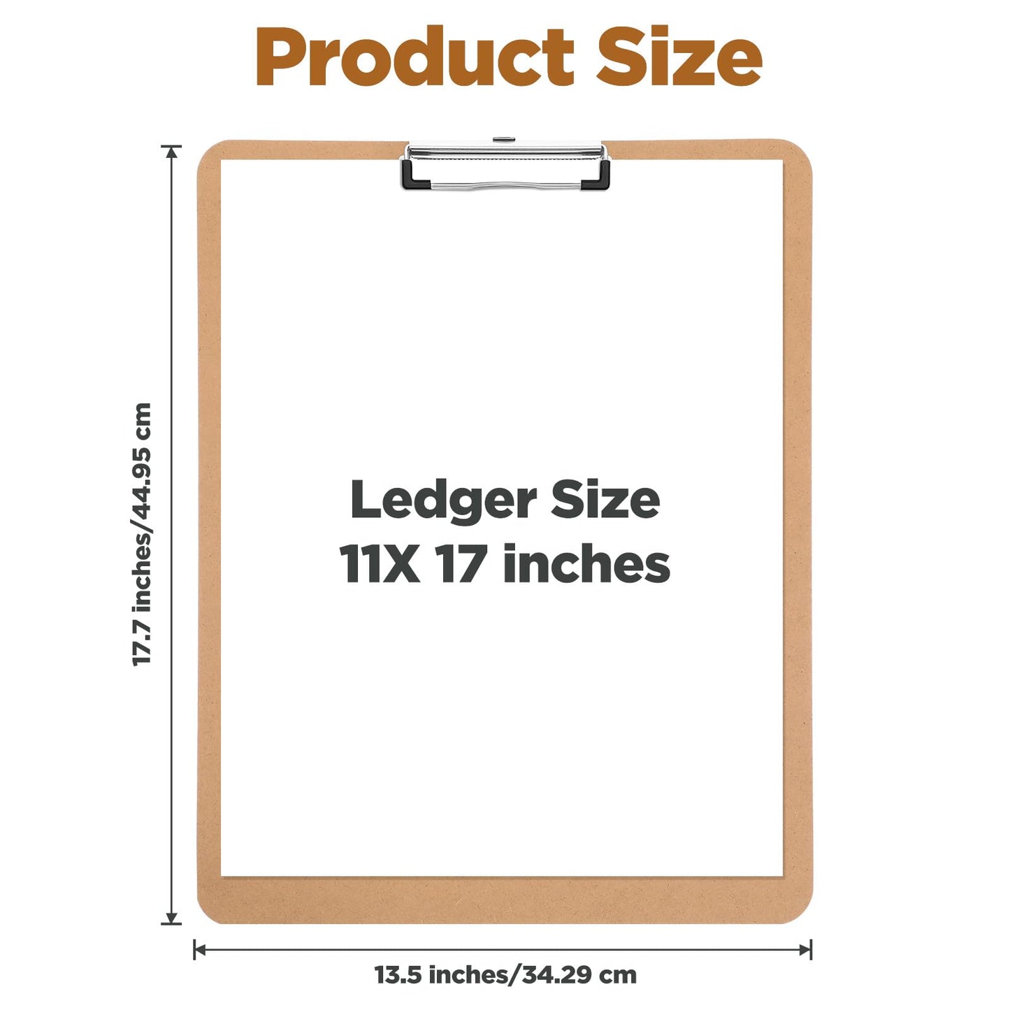 4 Pack 11x17 Clipboards with Low Profile Clip, Extra Large Wood Clipboard Vertical Art Drawing Board MDF Landscape Clipboard for Drawing Office School Supplies
