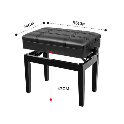 EliteBloom Luxury Leather Piano Bench with Height Adjustable Stool Sturdy Solid Wood Frame for Keyboard Players,