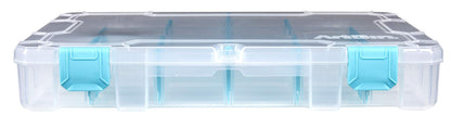 ArtBin 6847AG Medium Anti-Tarnish Box with Removable Dividers, Jewelry & Craft Organizer with Anti-Tarnish Technology, [1] Plastic Storage Case, Clear with Aqua Accents