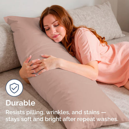 Skiennix Body Pillowcases Set of 4 | Soft & Cozy 20x54 Long Pillow Covers for Side Sleepers - Machine Washable, Fade-Free (Mauve)