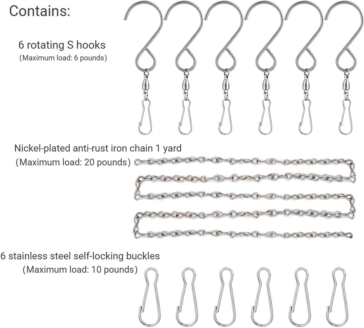 Wind Spinner Hooks for Wind Chimes, Outdoor Ornament Hooks, Swivel Hooks for Hanging Spinners