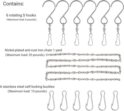 Wind Spinner Hooks for Wind Chimes, Outdoor Ornament Hooks, Swivel Hooks for Hanging Spinners