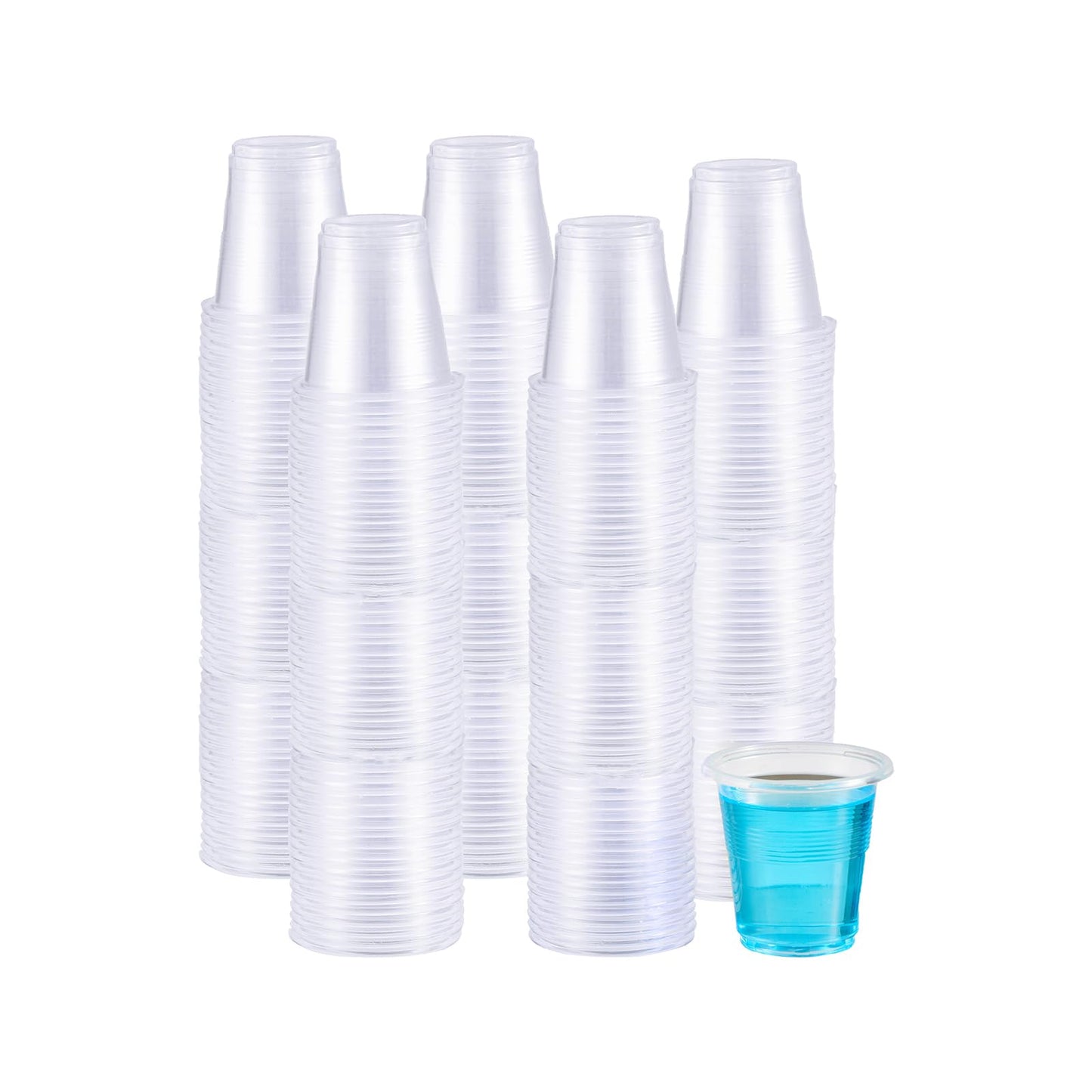 Jaluxing 500 Pack 3.5 OZ Clear Plastic Cups, Small Disposable Mouthwash 3.5 Ounce Bathroom Cups (Formerly FULING)