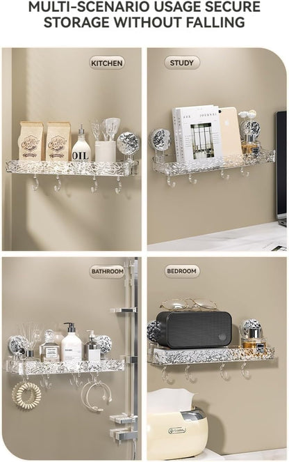 Generic Light Luxury Style Punch-Free Storage Rack, Suction Corner Shower Organizer, Corrugated Suction Cup Storage