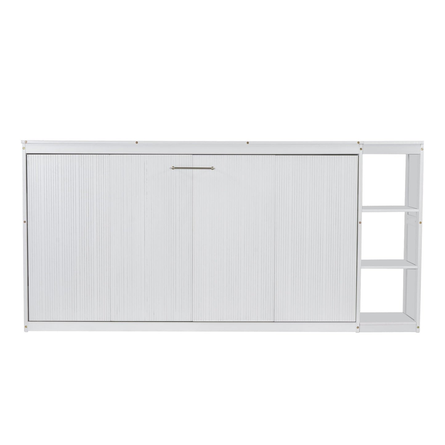 GDFStudio Boden Twin Size Murphy Bed, 4 Storage Shelves, Ample Storage Space, Organized as Cabinet, Saving Space Design, Twin Size Murphy Bed with Bookshelf, Perfect for Small Apartment, White