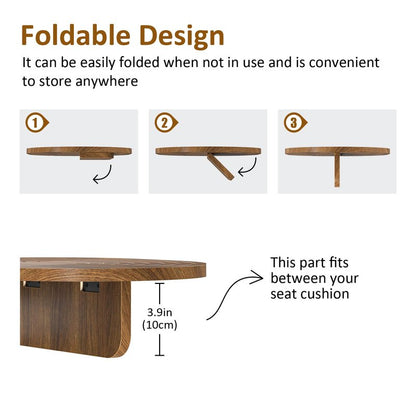 Asgolion Couch Tray Insert for Middle, 15.75"x12.6" Wood Sofa Tray, Folding Couch Armrest Table Fit Armless Couch/Sectional, for Drink Snacks Phone Remote Holder, Walnut