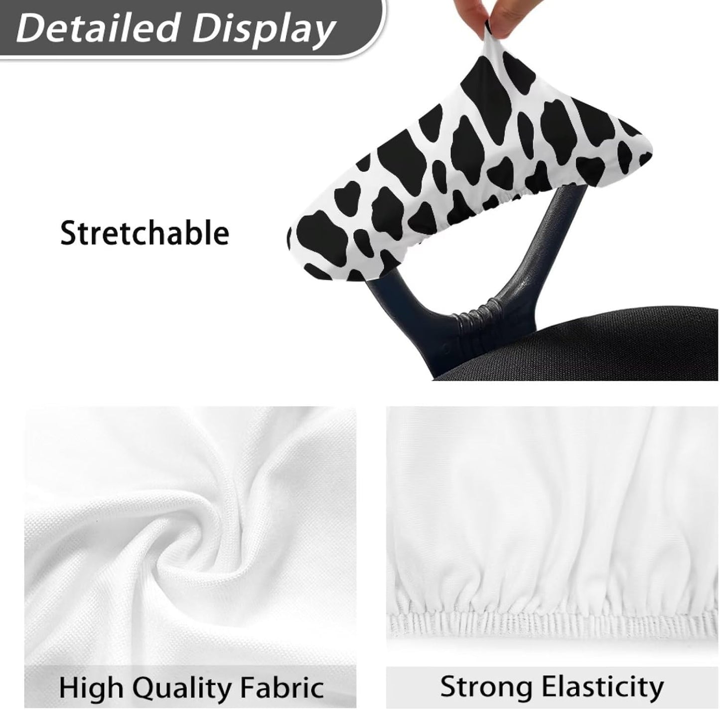 Wheelchair Armrest Covers, Anti Scratch Durable Water Resistant Slipcovers for Office Chair, Gaming Chair, Cow Print