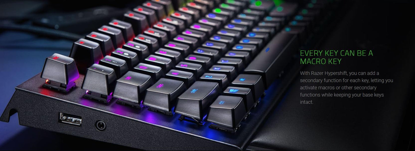 RAZER BlackWidow Elite: Esports Gaming Keyboard - Multi-Function Digital Dial with Dedicated Media Controls - Ergonomic Wrist Rest - RAZER Green Mechanical Switches (Tactile and Clicky) (Renewed)