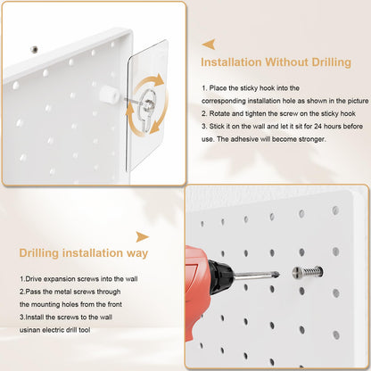 FZK Peg Board with Hooks, Plastic Pegboard Kit with 4 White Pegboards and Accessories, Peg Board Wall Organizer for Office and Craft Room
