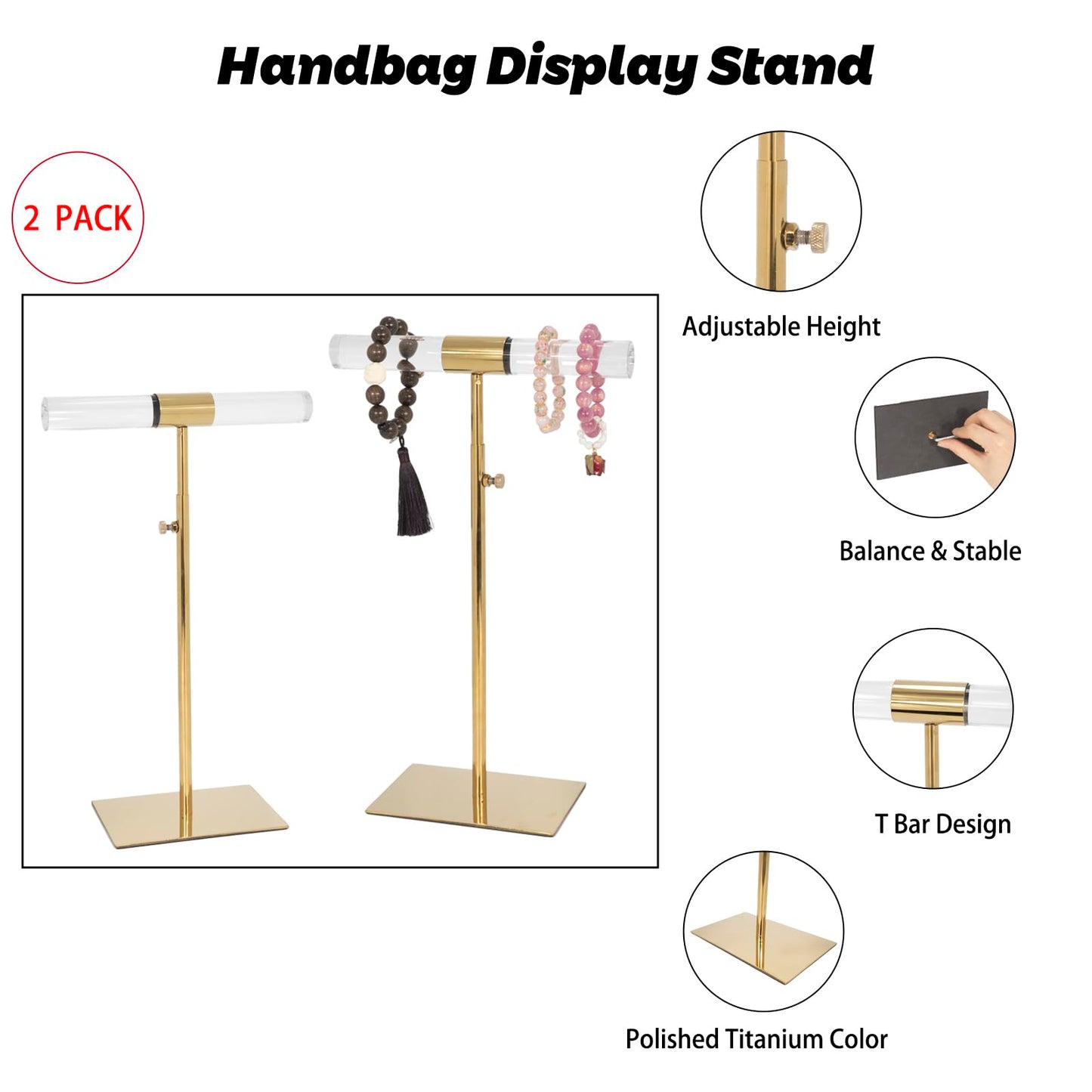 MCKECHSION Acrylic Jewelry Towers - Stainless Steel Long Necklace Stand, Adjustable Height Tabletop Jewelry Organizer for Home & Boutique