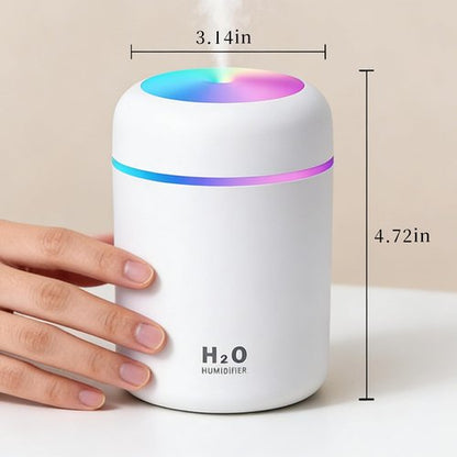 300ml USB Cool Mist Small Humidifier with Colorful Lights,Portable Mini Humidifier, Perfect for Bedroom, Office, Plants, travel & Car, White