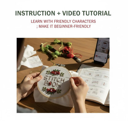 TenDawn Basic Embroidery Starter Kit – 12 Essential Stitches, Fabric Practice Book for Beginners, Easy Entry Sewing Set
