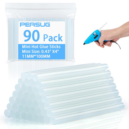 90 PCS Mini Hot Glue Sticks Bulk, Clear Glue Gun Sticks for Metal, Wood, Glass DIY Art Craft & School Projects Craft, Bond (Clear, 4" X 0.43")
