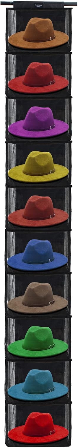 TreeHouse London XL Fedora Hat Rack with Dust Cover, Closet Hanging Cap Organizer for Cowboy Hats (Pack of 2)