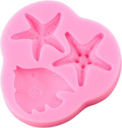 Marine Theme Silicone Mold, Starfish Fondant Molds for Cake Decoration, Cupcake Topper, Chocolate