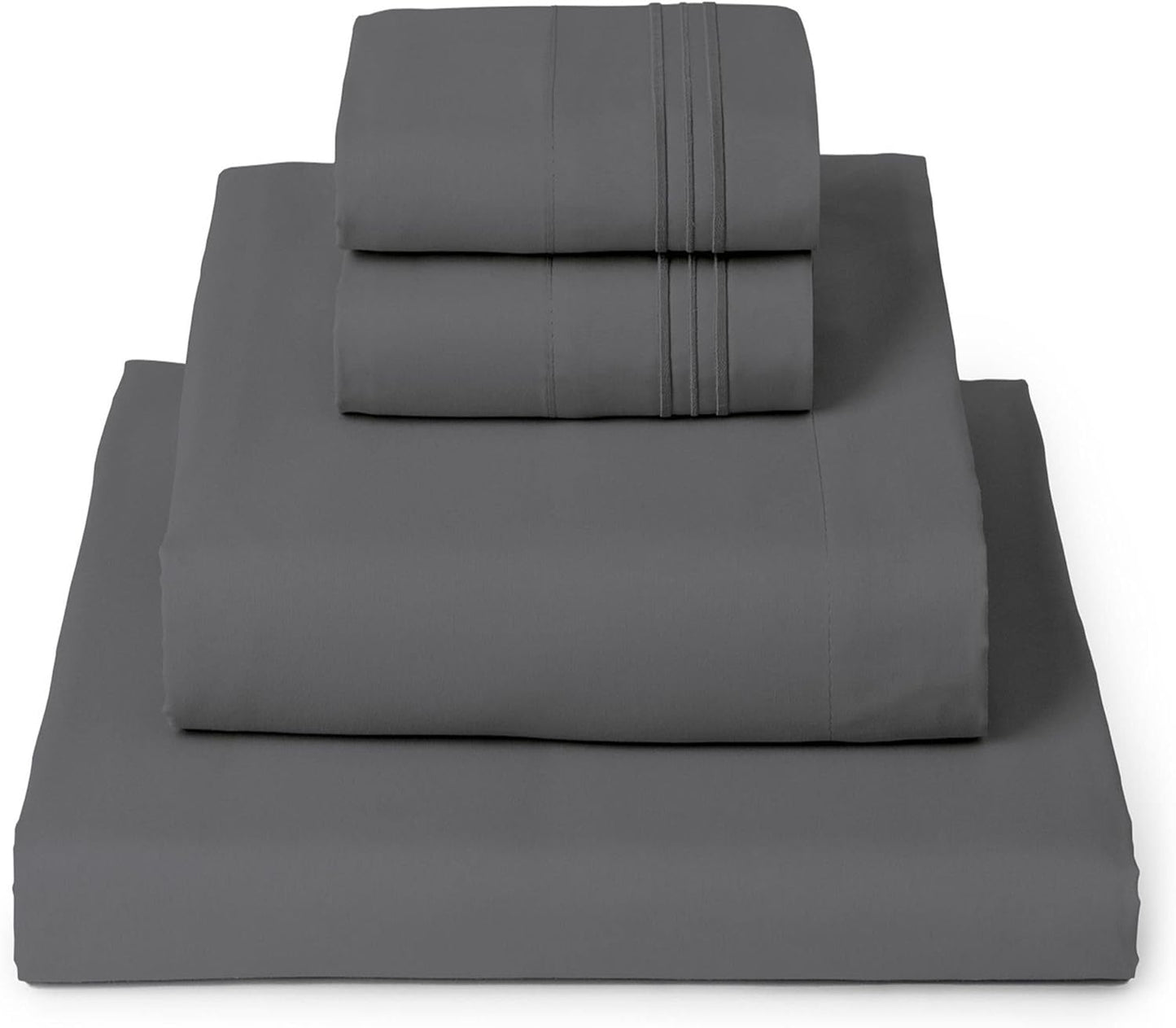 Mellanni Full Sheets Set - 4 PC Hotel Luxury Bedding | Extra Soft, Cooling, Wrinkle-Resistant (Gray)