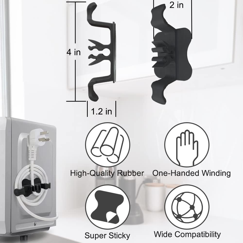 6 PCS Sticky Cord Organizer for Kitchen Appliances, Sturdy Cord Wrapper for Small Appliances, Mixer, Pressure Cooker,