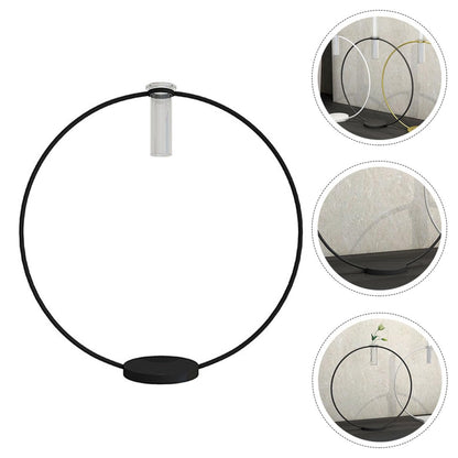 HYTROVE Decorative Metal Candleholder Black Round Base 9x28x29cm Lightweight Candlestick Ornament for Home Décor and Table Centerpiece