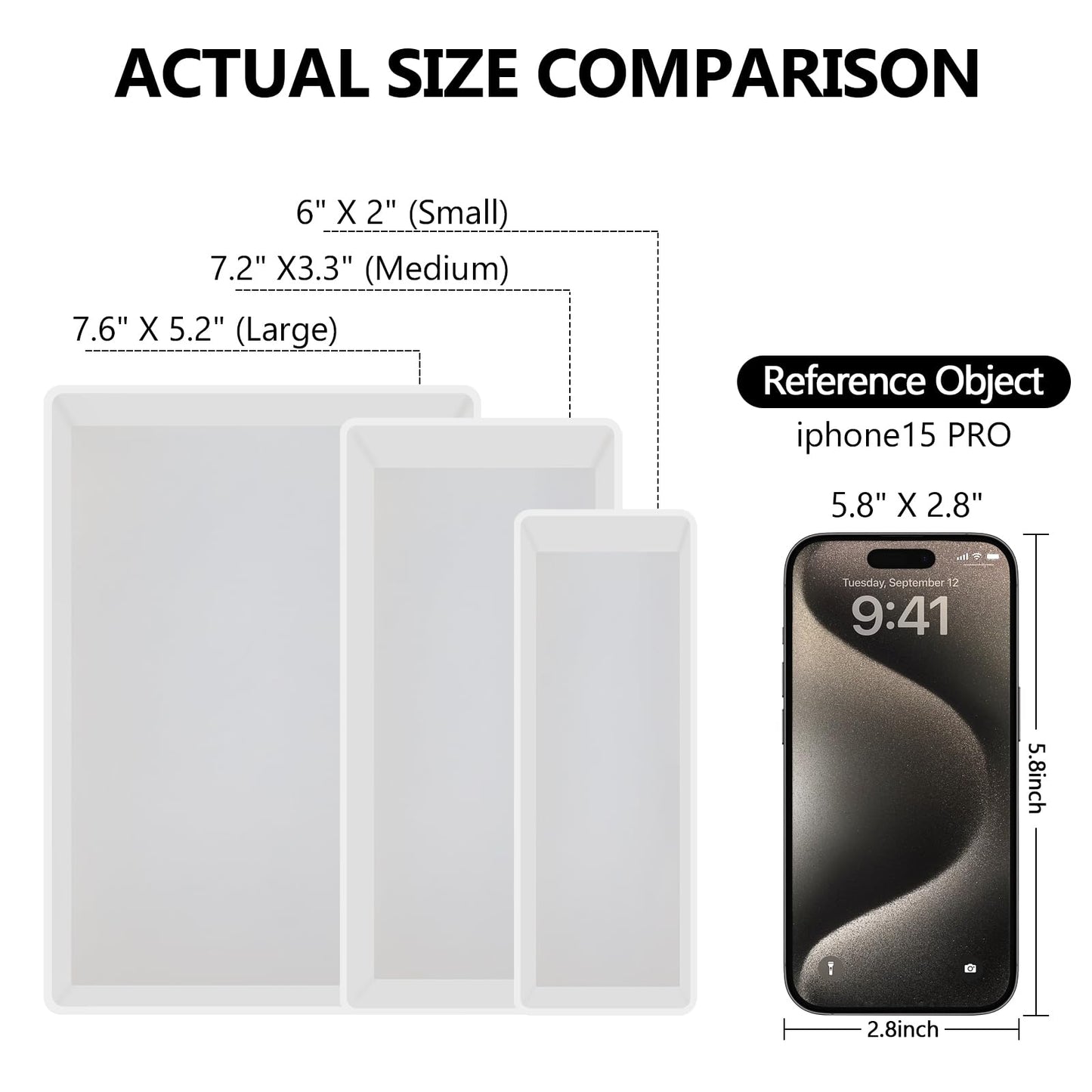 Large Resin Molds, Rectangle Silicone Molds for Epoxy Resin, 5 PCS Cuboid Resin Moulds with Wooden Support, Deep Casting Molds for Preserving Flowers, Insect Specimens, DIY Gifts, Furniture Decoration