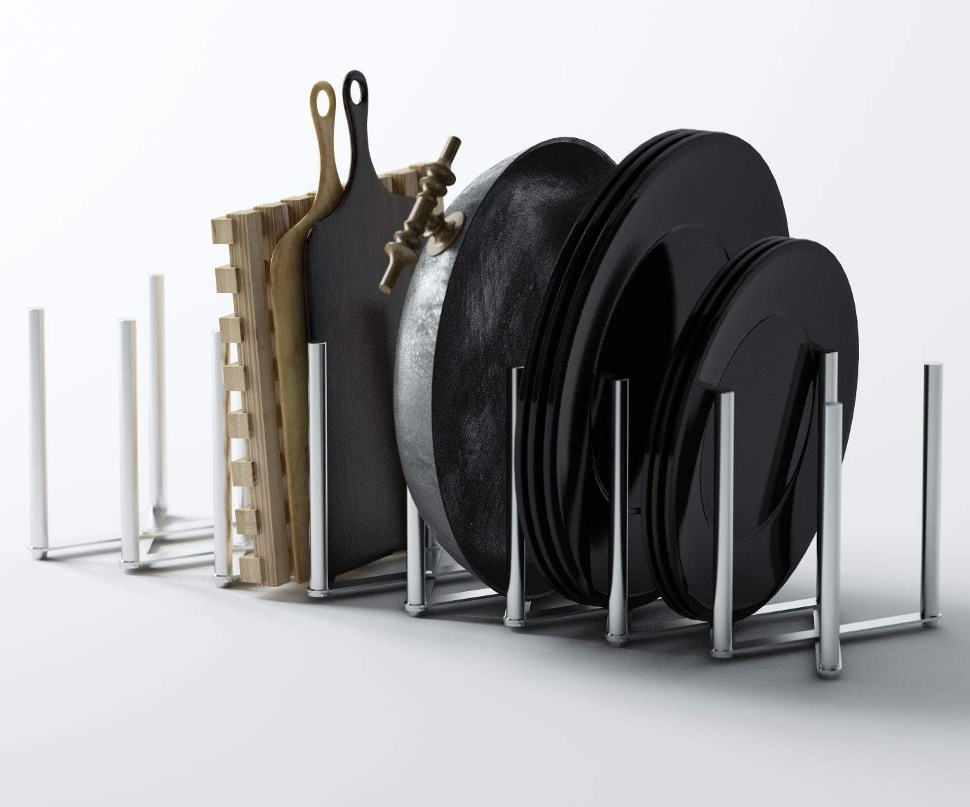 brightmaison BGT Stal Pots and Pans Organizer for Cabinet, Adjustable Stainless Steel Kitchen Organization Unit