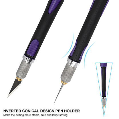EHDIS Precision Hobby Knife Set Utility Craft Knife Kit with 10PCS Blades for Art, Working-Stencil, Scoring, Scrapbooking, Architecture Modeling, Crafting, Precision Knife (Purple)