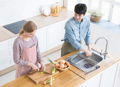 Ahyuan Roll up Dish Drying Rack Over The Sink Kitchen Roll up Sink Drying Rack Portable Dish Drainer Foldable Dish Drying Rack (Warm Gray, 17.8''X17'')