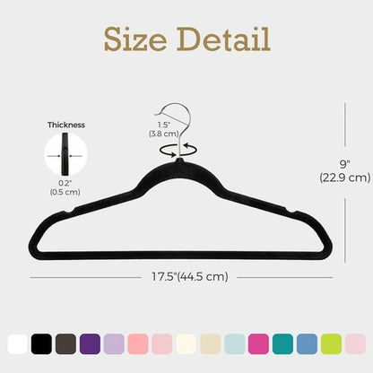 HOUSE DAY Black Velvet Hangers - 240 Pack Premium Non-Slip Felt Clothes Hangers | Heavy Duty, Space Saving