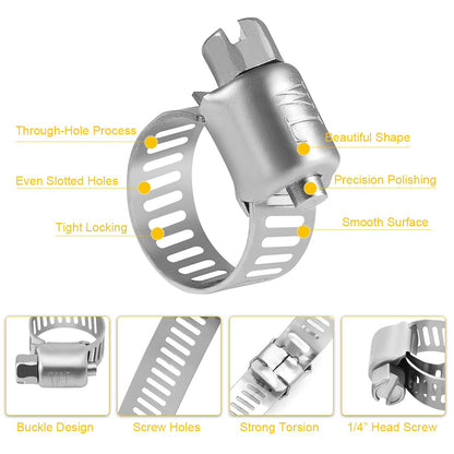 WINL Stainless Steel Hose Clamps - 22 Pack Worm Gear Drive Hose Clamps Micro Size 6 Clamping Range from 5/16 Inch to 7/8 Inch (8mm-22mm) for Automotive Plumbing, 1/2'', 3/4'' Clamps