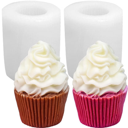 2 PCS Cupcake Shape Soap Molds Ice Cream Shape Silicone Mold Swirl 3D Silicone Candle Mold Cupcake Cookie Pastry Mould Handmade Aromatherapy Moulds for DIY Dessert Candle Soap Wax Resin Clay Craft