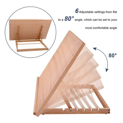 Large Artist Drawing & Sketching Board, 6-Position Adjustable Wood Drafting Table Easel, 24.8" L x 16.5" W (A2) Art Easel for Artist, Beginners, Students