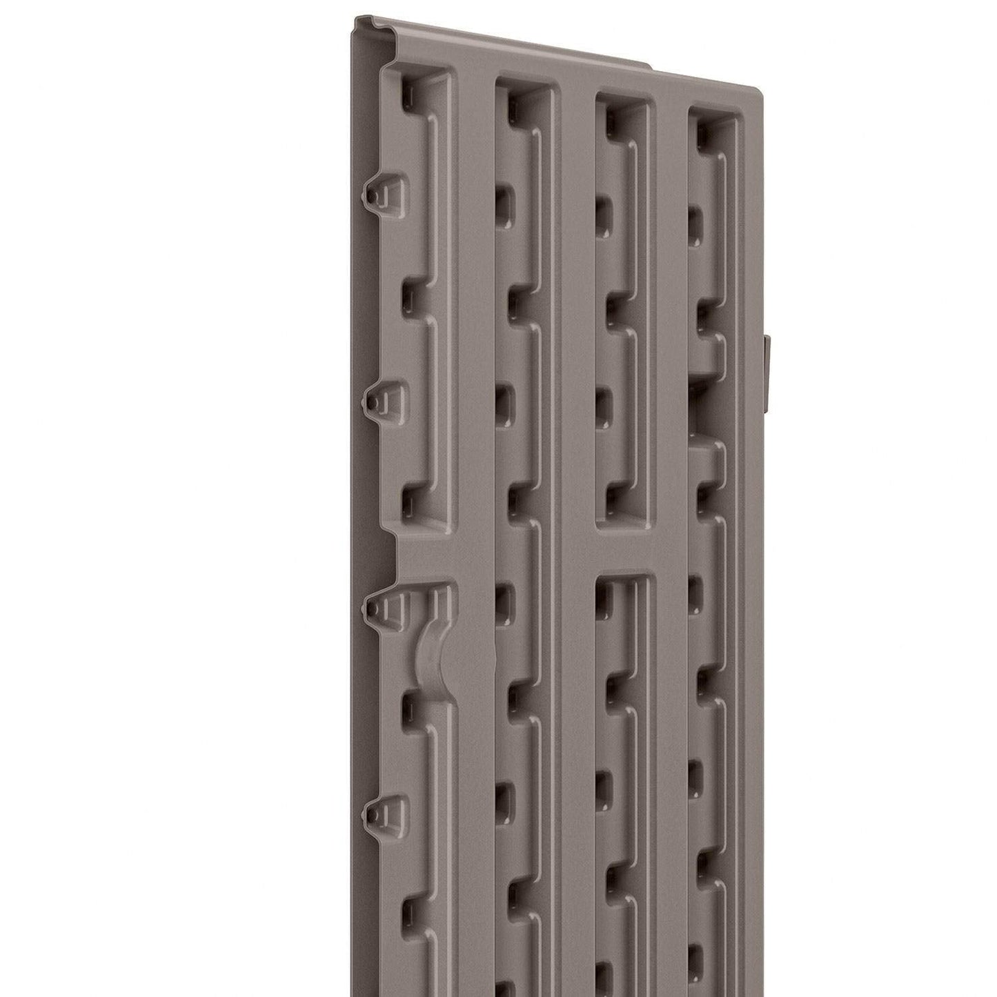 Suncast Base Storage Cabinet for Garage Organization, 9 Cu. Ft. Capacity, Platinum Metallic & Slate - Lockable Multi-Wall 2-Shelf Resin Organizer for Garden Supplies, Paint Cans & Outdoor Tools