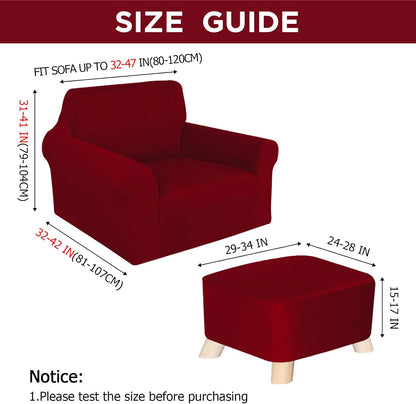 HunnmingRe Set Chair and Ottoman Covers Slipcover Armchair Cover T Cushion Chair Slipcover Milk Silk Sofa Furniture