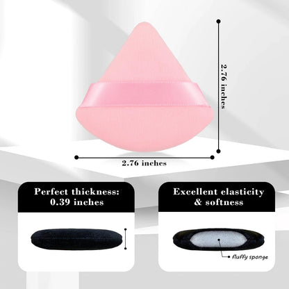 8Pcs of Triangular Powder Puff Makeup Sponges, Made of Super-soft Velvet, Designed for Contouring, Eye, and Corner, Beauty Blender Foundation Mixing Container.(Black)