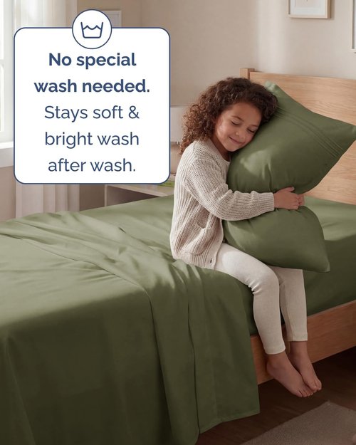 Hotel Luxury Twin Size 3-Piece Sheet Set by [Brand Name] - Comfy, Breathable & Cooling - Deep Pockets, Soft & Wrinkle-Free in Sage Green