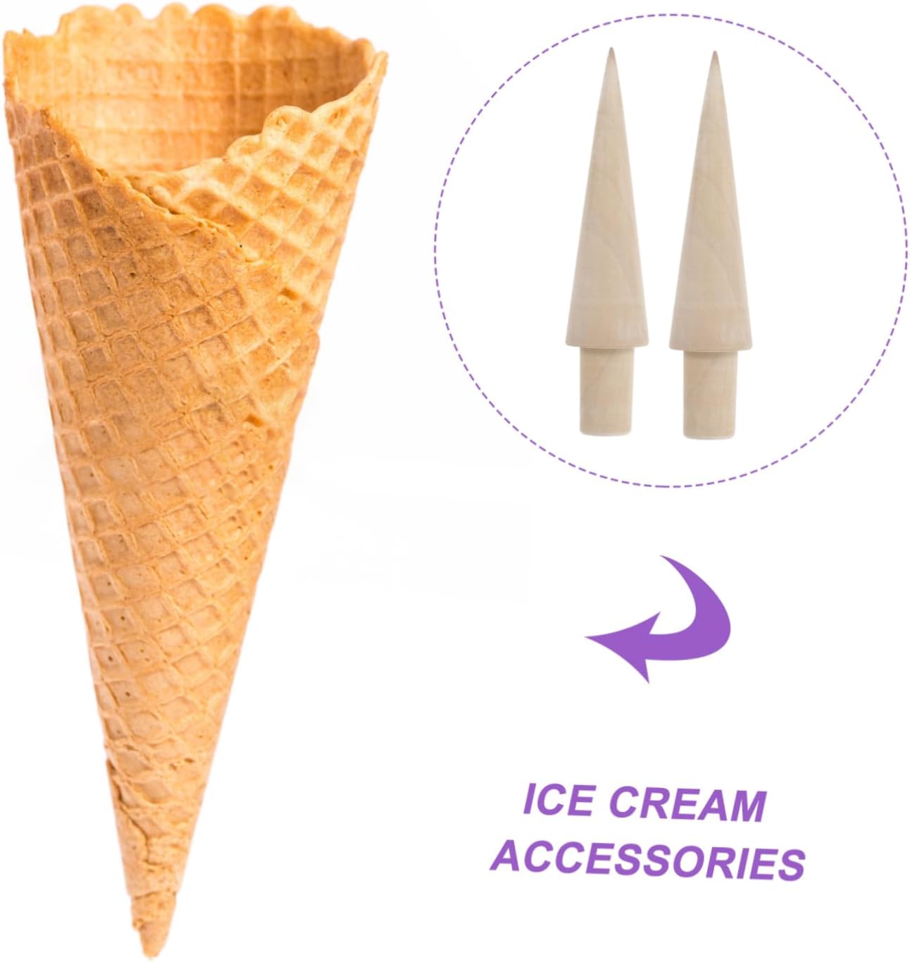 ABOOFAN 4 pcs Krumkake Waffle Cones Cream Maker Molds for Home Baking - Portable DIY Wooden Pastry Horns