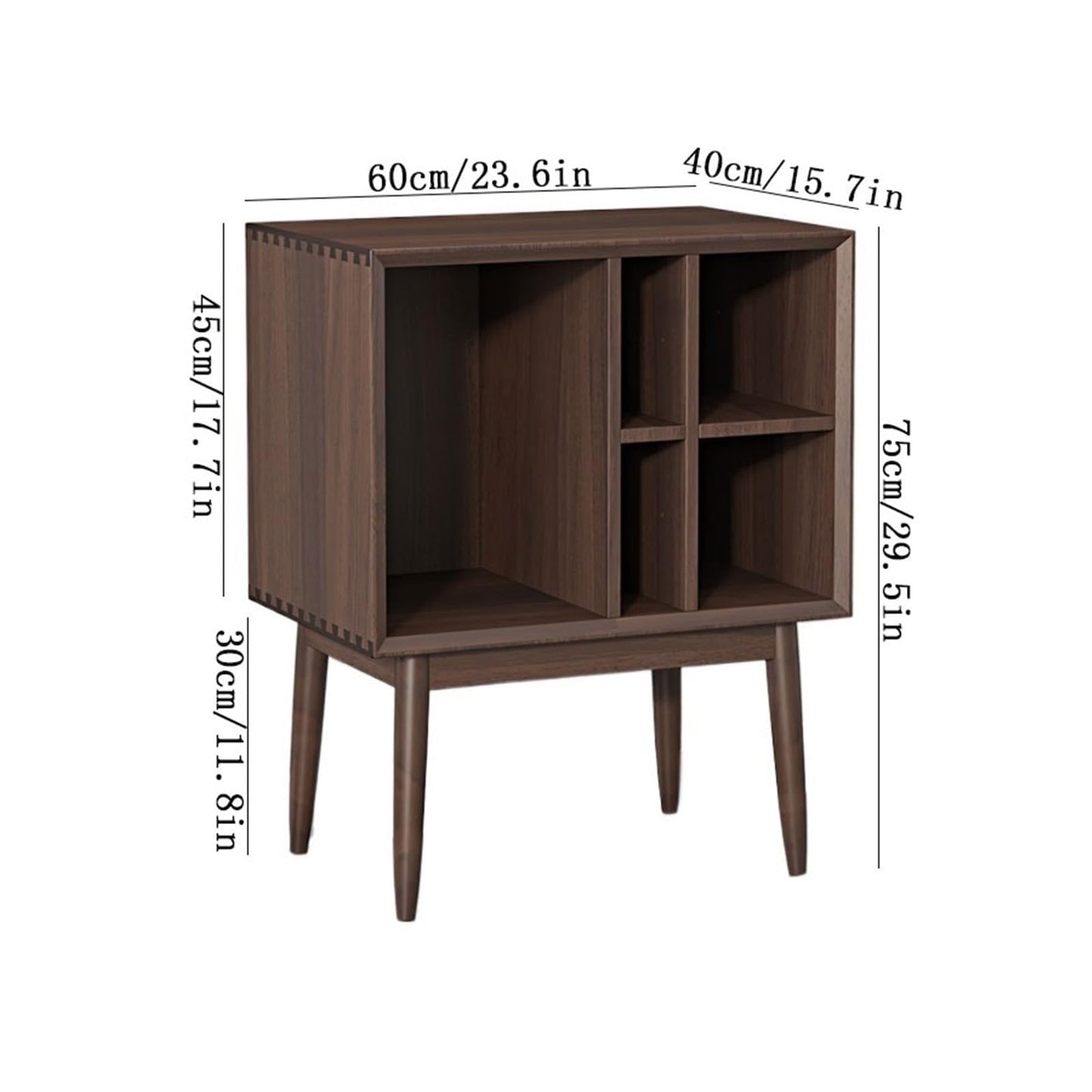FURUIM2024M CD Record Storage Rack Retro Vinyl Record Cabinet Magazine Storage Bookcase Wooden Sofa Sideboard