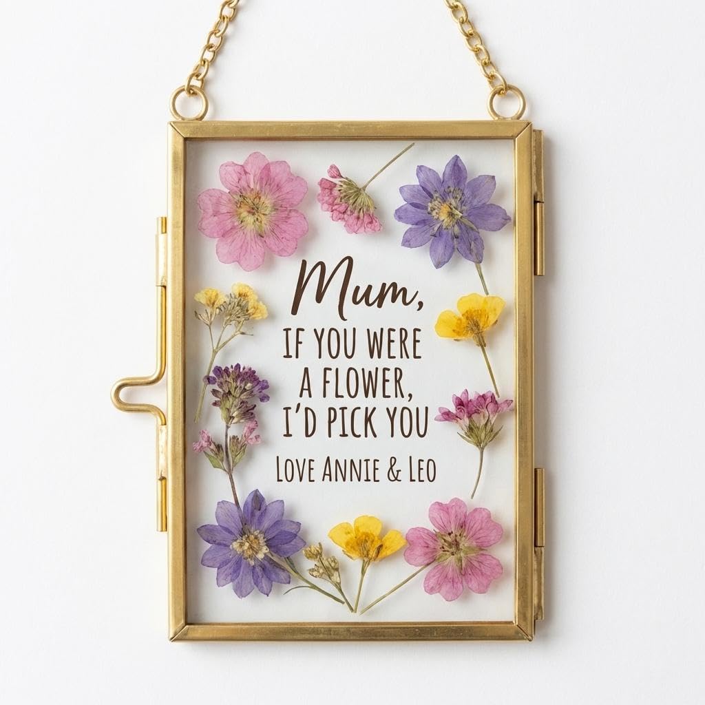 Gold Metal Pressed Flower Frame,Double Glass Display for DIY Floral Art, Ideal for Home Decor and Botanical Projects, Gift for Creating Custom Floral DIY Displays on Wall Tables Living Room Office
