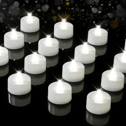 BEICHI 12-Pack Timer Tea Lights Candles Battery Operated, LED Tea Light with Timer, Built-in 6 Hours Flameless Votive Candle, Flickering Votive Tealights- Pure White Light