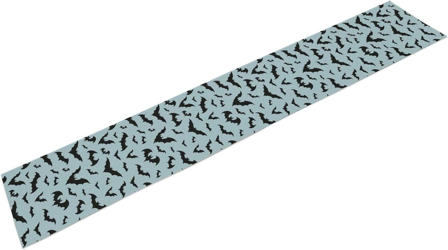 Nitmbi 13x36inch Halloween Table Runner,Silhouette Black Bats Pattern Retro Table Runner for Coffee Table Dining Room