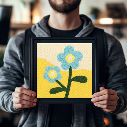 FREEBLOSS 4 Set DIY Punch Needle Kit Abstract Flowers Punch Needle Embroidery Wall Hanging Painting Punching Needles Starter Kit for Beginners with Complete Tools, Already Framed, 9.4x9.4inch