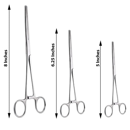 DEXSUR Ultimate Hemostat Set, 6 Piece Ideal for Hobby Tools, Electronics, Fishing and Taxidermy - 8", 6.25" and 5", Stainless Steel, Curved & Straight