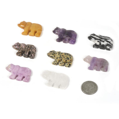 JUST IN STONES Wholesale Lot 12pcs 47mm Carved Flatback Polar Bear Semi-Precious Gemstone Beads for DIY Jewelry Making