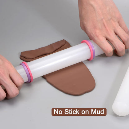 20 Inch 1.38 Inch HARFINGTON Fondant Rolling Pin x PP Plastic Non-Stick Fondant Roller Dough Roller Kitchen Decorating