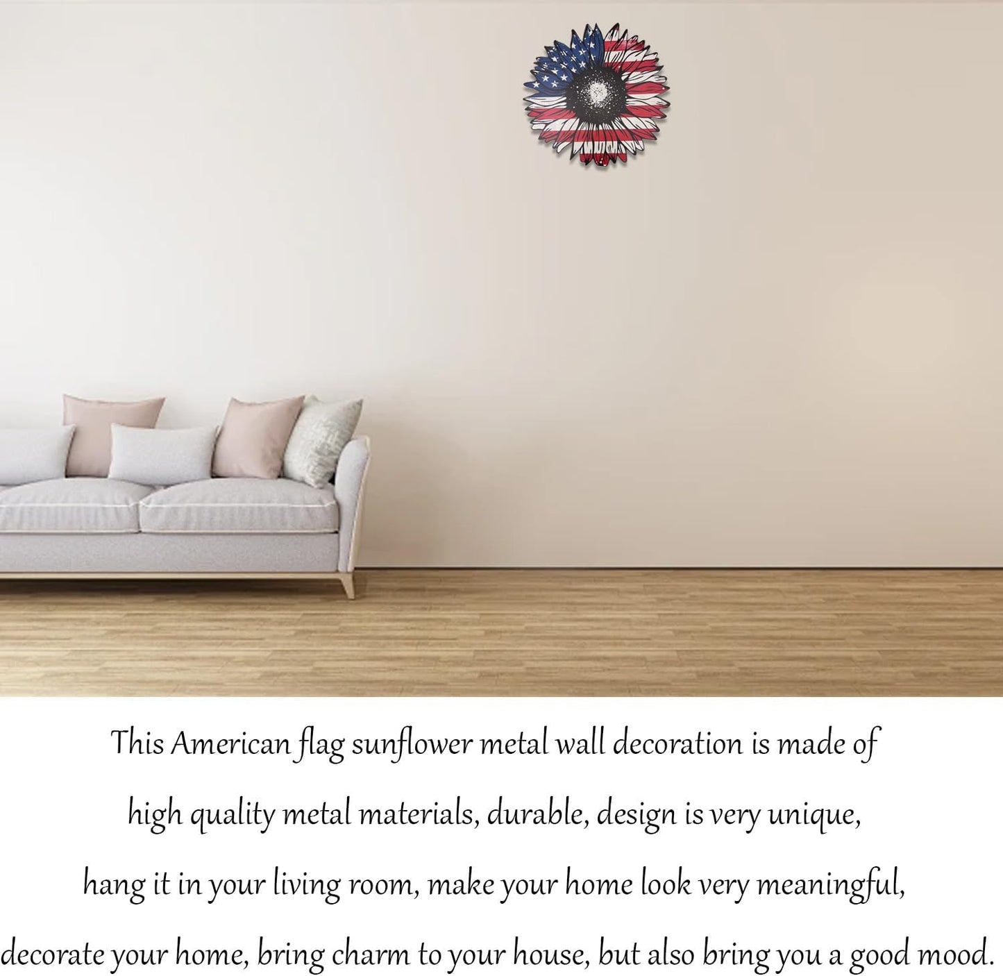 Heoclao 11.81'' American Flag Metal Wall Art, National Flag Metal Sculpture for Home Office Decor