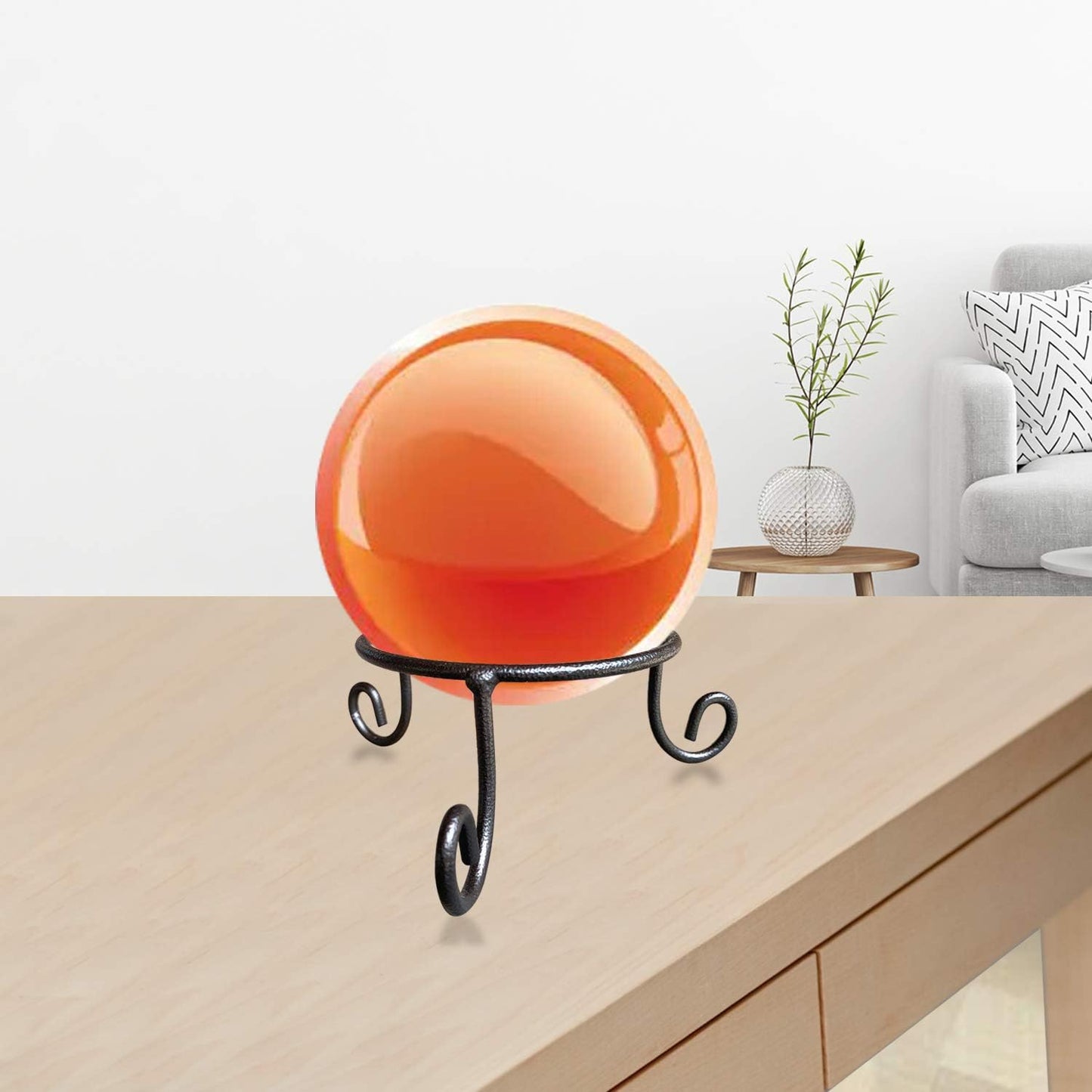 4.5inches 2inches Black Iron Gazing Globe Stand, Wrought Iron Sphere Holder, Crystal Ball and Glass Bowl Display Stand